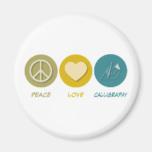 Peace Love Calligraphy Refrigerator Magnet