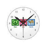 Peace Love Camels Round Wallclock