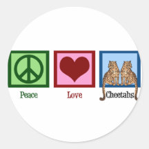 Peace Love Cheetahs Round Sticker