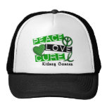 PEACE LOVE CURE KIDNEY CANCER (Green) Mesh Hat
