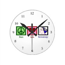 Peace Love Dermatology Round Wallclock