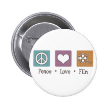 Peace Love Film Pinback Button