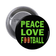 PEACE LOVE FOOTBALL PINBACK BUTTON