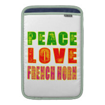 Peace Love French horn MacBook Air Sleeves