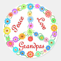 Peace Love Grandpas Round Stickers