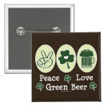 Peace Love Green Beer Button