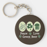 Peace Love Green Beer Key Chain