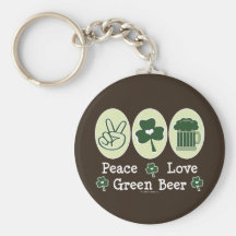 Peace Love Green Beer Key Chain