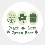 Peace Love Green Beer Stickers