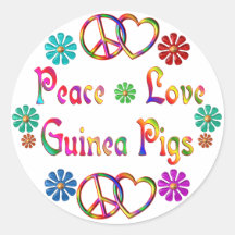 PEACE LOVE GUINEA PIGS ROUND STICKER