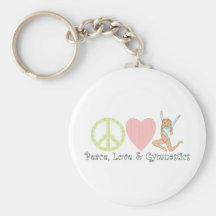peace love gymnastics blonde keychain