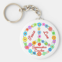 PEACE LOVE GYMNASTICS COACHES KEYCHAINS