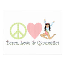 Peace Love Gymnastics Dark Hair Postcard