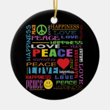 Peace Love Happiness Christmas Tree Ornament
