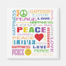 Peace Love Happiness Fridge Magnets