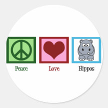 Peace Love Hippos Stickers