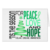 Peace Love Hope Christmas Holiday Celiac Disease Greeting Card