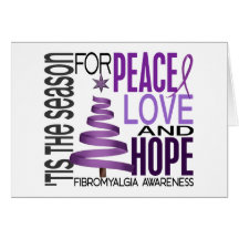 Peace Love Hope Christmas Holiday Fibromyalgia Greeting Card