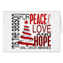 Peace Love Hope Christmas Holiday Oral Cancer Greeting Cards
