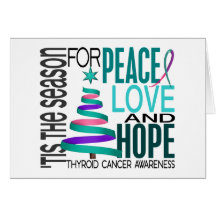 Peace Love Hope Christmas Holiday Thyroid Cancer Card