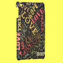 Peace Love Hope Text Collage ipad mini cases