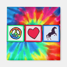 Peace, Love, Horses Fridge Magnet