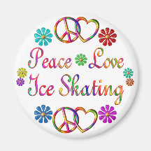 PEACE LOVE ICE SKATING REFRIGERATOR MAGNETS