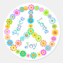 Peace Love Joy Round Stickers