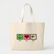 Peace Love & Knitting Canvas Bags