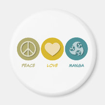 Peace Love Manga Refrigerator Magnet