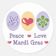 Peace Love Mardi Gras Stickers
