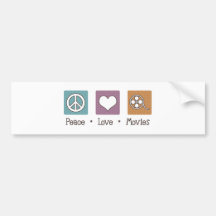 Peace Love Movies Bumper Sticker