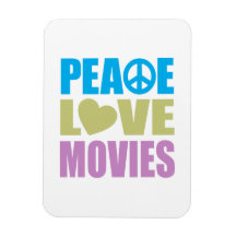 Peace Love Movies Rectangular Magnet