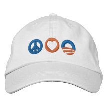Peace Love Obama Embroidered Baseball Caps