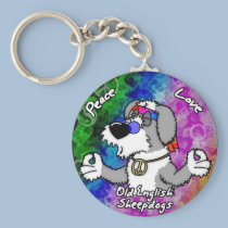 Peace Love Old English Sheepdog Keychain keychains
