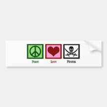 Peace Love Pirates Bumper Sticker