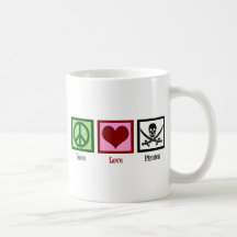 Peace Love Pirates Mugs