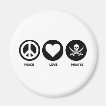Peace Love Pirates Refrigerator Magnets