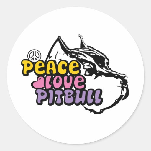 Peace Love Pitbull, Anti BSL Round Sticker