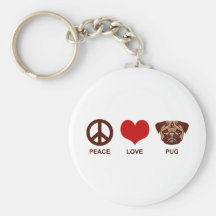 Peace Love Pug Keychain