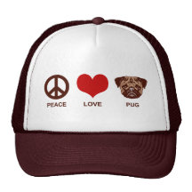 Peace Love Pug Trucker Hats