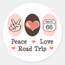 Peace Love Road Trip Route 66 Stickers