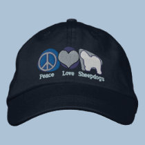 Peace Love Sheepdogs Embroidered Hat (Blue) embroidered hats