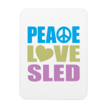 Peace Love Sled Vinyl Magnets