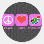 Peace Love South Africa Round Stickers