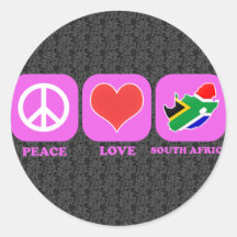 Peace Love South Africa Round Stickers