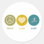 Peace Love Surf Round Sticker