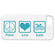 Peace, Love, Swim-Blue iPhone 5 Cases