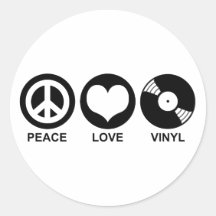 Peace Love Vinyl Round Stickers