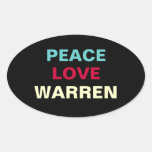 Peace Love WARREN Oval Sticker